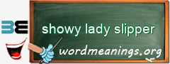 WordMeaning blackboard for showy lady slipper
